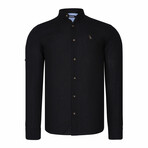 Mock Neck Button-Up // Black (S)