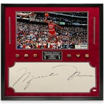 Michael Jordan // Chicago Bulls // Autographed Collage + Commemorative Rings + Framed