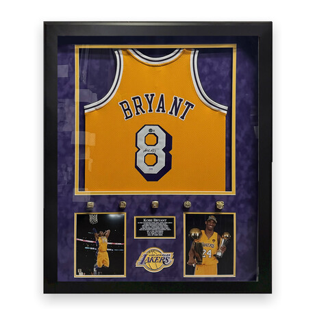 Kobe Bryant // Los Angeles Lakers // Autographed Yellow Jersey + Commemorative Rings + Framed