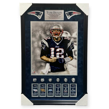 Tom Brady // New England Patriots // Autographed Photograph + Commemorative Rings + Framed // 2