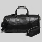 21" Leather Duffel Bag + Free Matching Dopp Kit // Black 