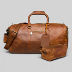 21" Leather Duffel Bag + Free Matching Dopp Kit // Saddle Brown 