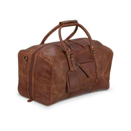 20" Big Mouth Leather Luggage Bag // Saddle Brown