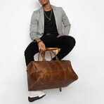 Tourist 21" Leather Duffel Bag + Free Matching Dopp Kit // Saddle Brown 