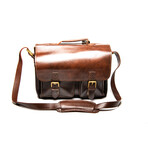 Front Pocket Leather Briefcase // Antique Brown