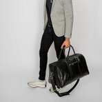 Tourist 21" Leather Duffel Bag + Free Matching Dopp Kit // Black 