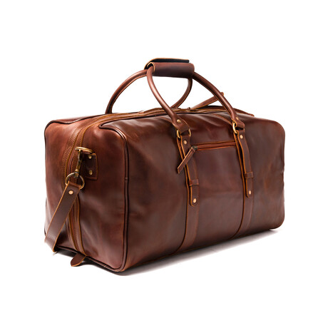 20" Big Mouth Leather Luggage Bag // Antique Brown