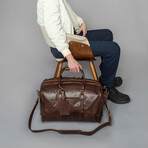 20" Big Mouth Leather Luggage Bag // Antique Brown