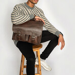 Front Pocket Leather Briefcase // Antique Brown