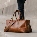 Tourist 21" Leather Duffel Bag + Free Matching Dopp Kit // Saddle Brown 