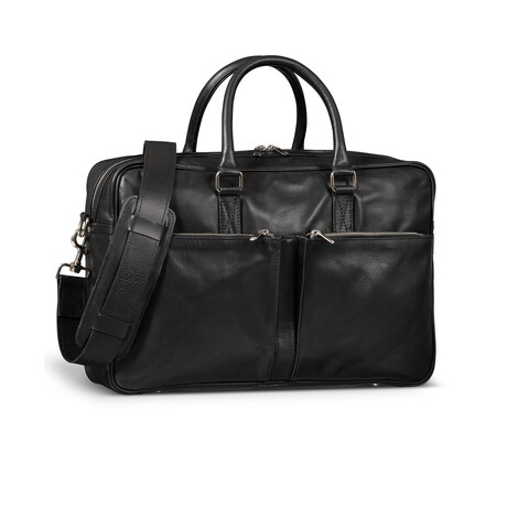 Slim 17" Leather Briefcase // Black