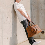 Tourist 21" Leather Duffel Bag + Free Matching Dopp Kit // Saddle Brown 