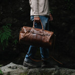 21" Leather Duffel Bag + Free Matching Dopp Kit // Saddle Brown 