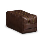 Dual Compartment Leather Dopp Kit // Antique Brown