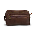 Dual Compartment Leather Dopp Kit // Antique Brown