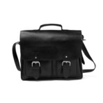 Front Pocket Leather Briefcase // Black