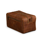 Dual Compartment Leather Dopp Kit // Saddle Brown