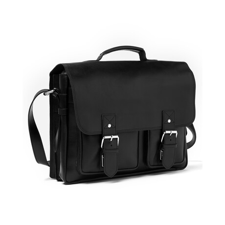 Front Pocket Leather Briefcase // Black