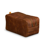 Dual Compartment Leather Dopp Kit // Saddle Brown