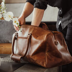 Tourist 21" Leather Duffel Bag + Free Matching Dopp Kit // Saddle Brown 