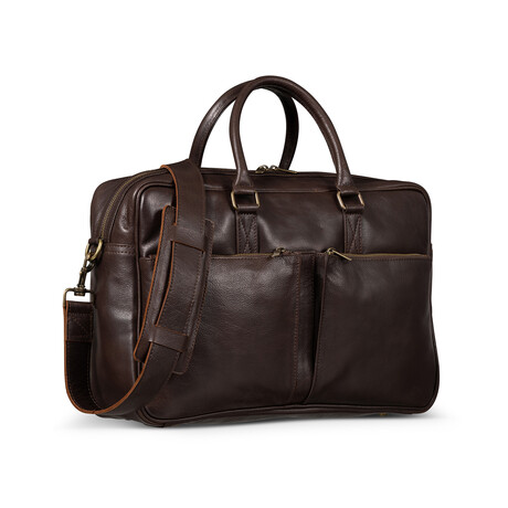 Slim 17" Leather Briefcase // Dark Brown