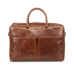 Slim 17" Leather Briefcase // Light Brown