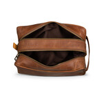 Dual Compartment Leather Dopp Kit // Saddle Brown