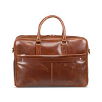 Slim 17" Leather Briefcase // Light Brown