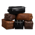 Dual Compartment Leather Dopp Kit // Antique Brown