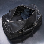 21" Leather Duffel Bag + Free Matching Dopp Kit // Black 