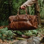 21" Leather Duffel Bag + Free Matching Dopp Kit // Saddle Brown 