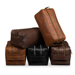 Dual Compartment Leather Dopp Kit // Saddle Brown