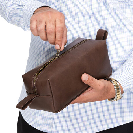 Leather Dopp Kit // Medium // Antique Brown