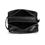 Dual Compartment Leather Dopp Kit // Black