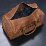 21" Leather Duffel Bag + Free Matching Dopp Kit // Saddle Brown 