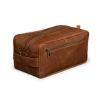 Dual Compartment Leather Dopp Kit // Saddle Brown