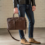 Slim 17" Leather Briefcase // Dark Brown