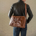 Slim 17" Leather Briefcase // Light Brown