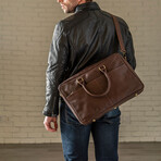 Slim 17" Leather Briefcase // Dark Brown