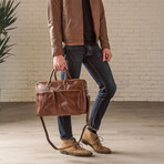 Slim 17" Leather Briefcase // Light Brown