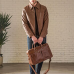 Slim 17" Leather Briefcase // Light Brown