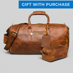 21" Leather Duffel Bag + Free Matching Dopp Kit // Saddle Brown 