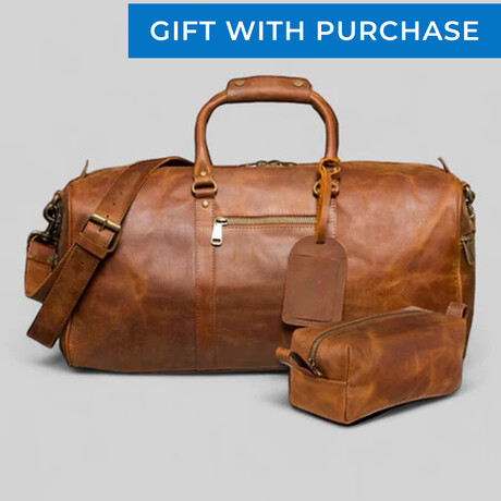 Tourist 23" Leather Duffel Bag + Free Matching Dopp Kit // Saddle Brown 