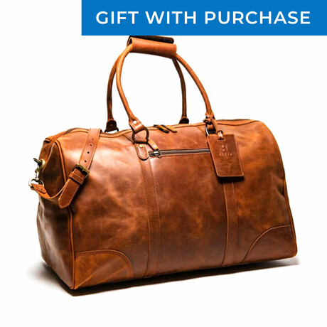 Tourist 23" Leather Duffel Bag + Free Matching Dopp Kit // Saddle Brown 