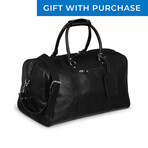 Tourist 21" Leather Duffel Bag + Free Matching Dopp Kit // Black 