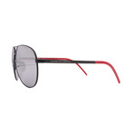 Men's // Porsche P8651-A745 Aviator Sunglasses // Matte Black Red Carbonfiber + Mirror Grey Lenses