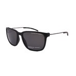 Men's // Porsche P8637-A415 Square Sunglasses // Matte Black + Grey Polarized Lenses