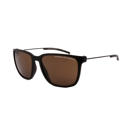 Men's // Porsche P8637-C629 Square Sunglasses // Matte Black + Brown Lenses