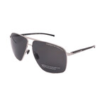 Men's // Porsche P8933-D416 Aviator Sunglasses // Silver + Grey Polarized Lenses