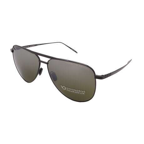 Men's // Porsche P8929-A427 Aviator Sunglasses // Black + Mirror Grey Polarized Lenses